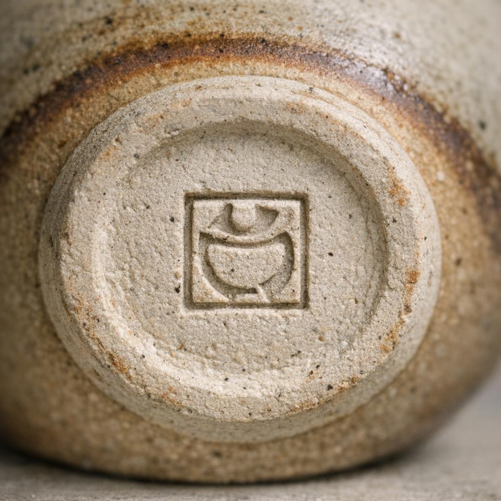 Impressed maker mark stamped into a pottery base