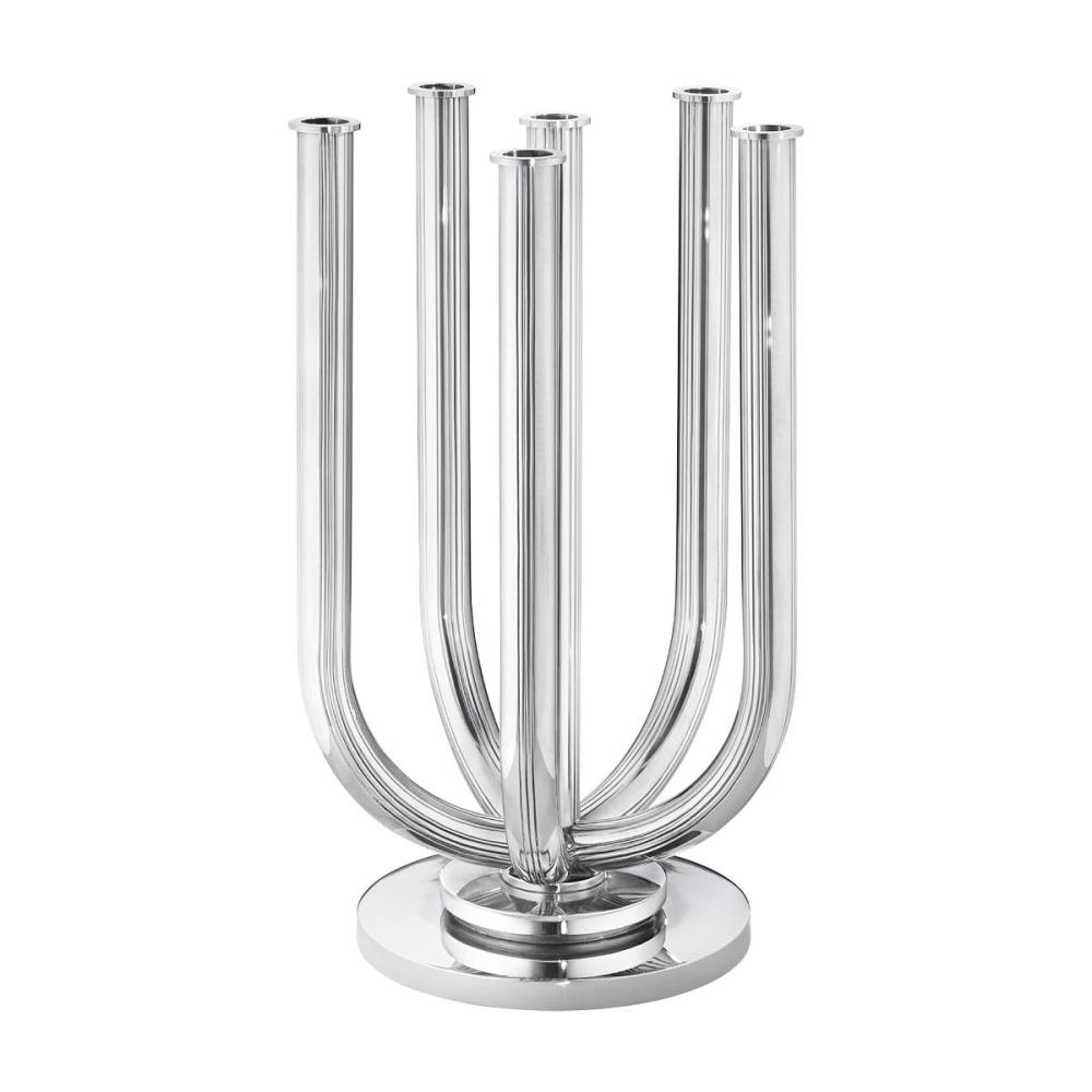 Auction photo of Georg Jensen sterling silver candelabrum pair (Farber Auctioneers lot 543)