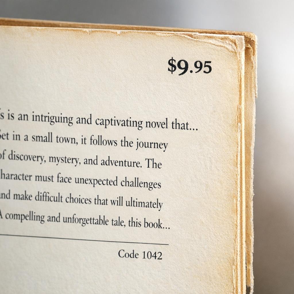 Close-up of a dust jacket flap showing an unclipped price
