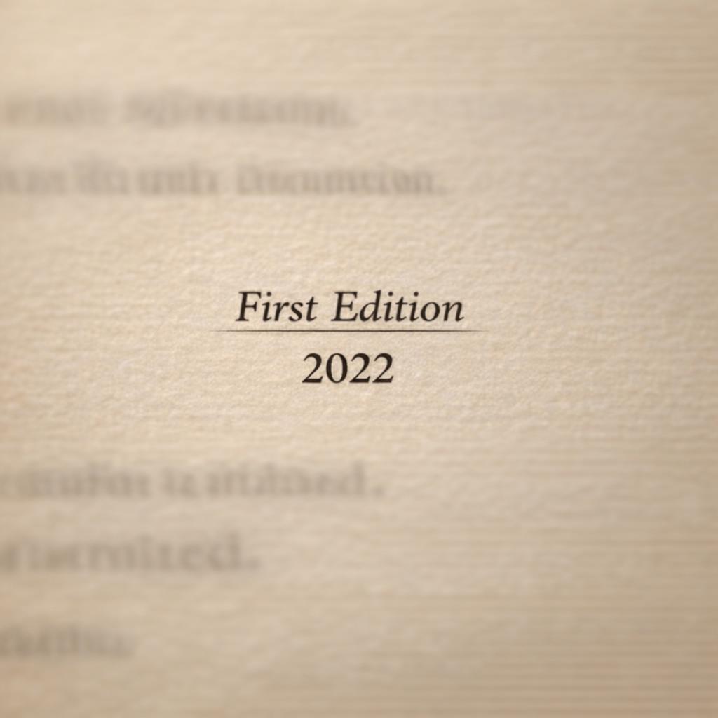 Close-up of a generic copyright page with a first edition statement