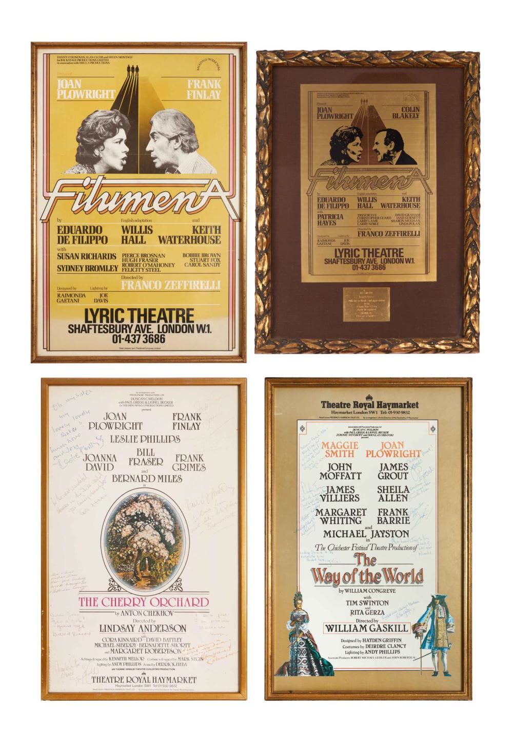 Auction photo of framed theater posters (Julien's Auctions lot 186)