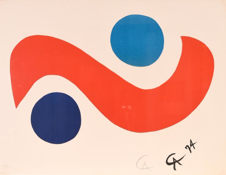Auction photo of Alexander Calder Skybird color lithograph (Revere Auctions lot 57)