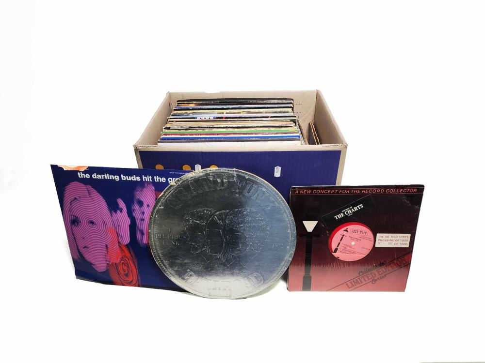 Auction photo of a box lot of various vinyl records (Lawsons lot 2060)