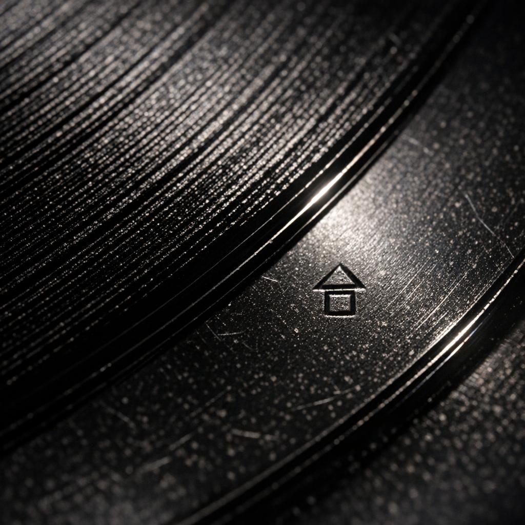 Macro photo of a tiny pressing plant mark in the deadwax near the runout groove