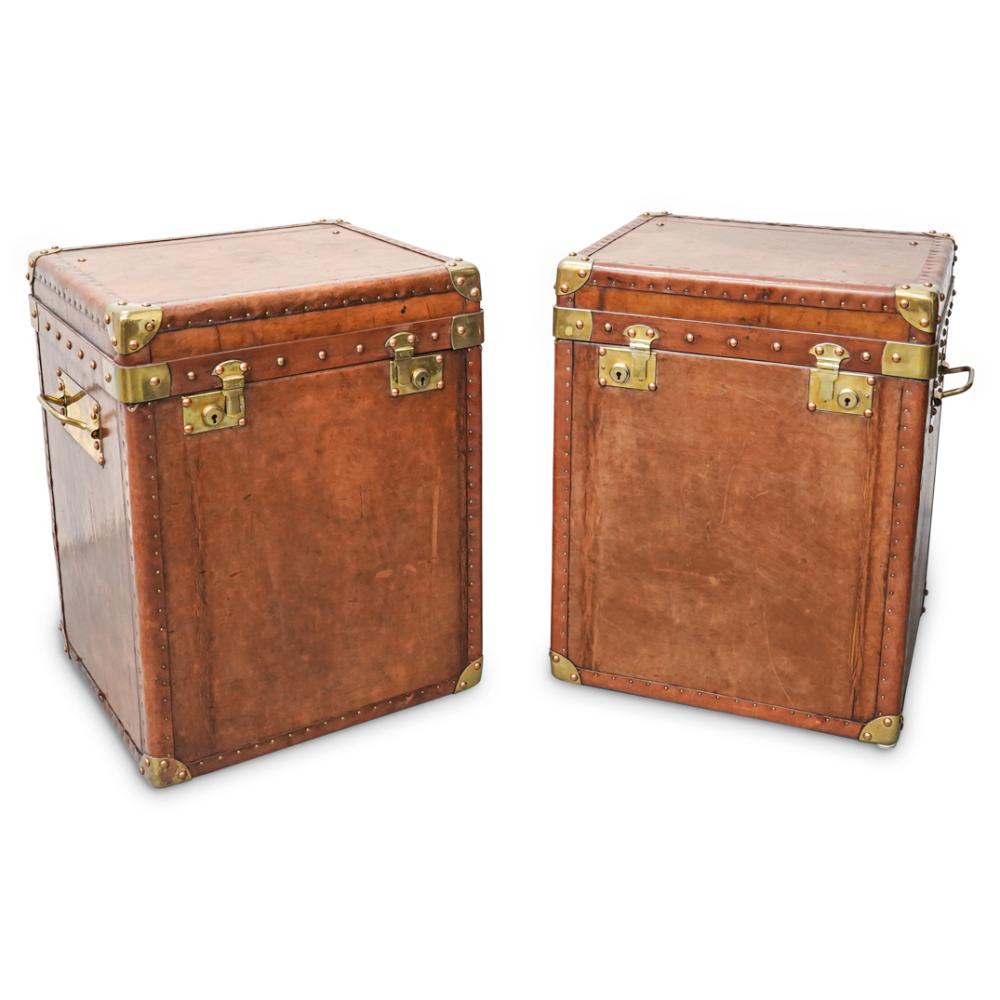 Antique steamer trunk with original hardware and leather straps