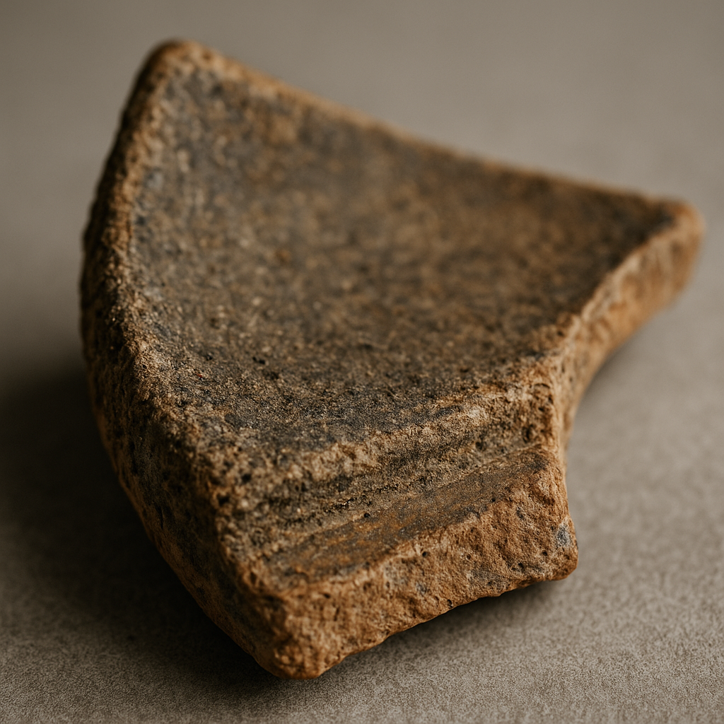 Macro reference image showing ceramic edge wear and dirt stratification