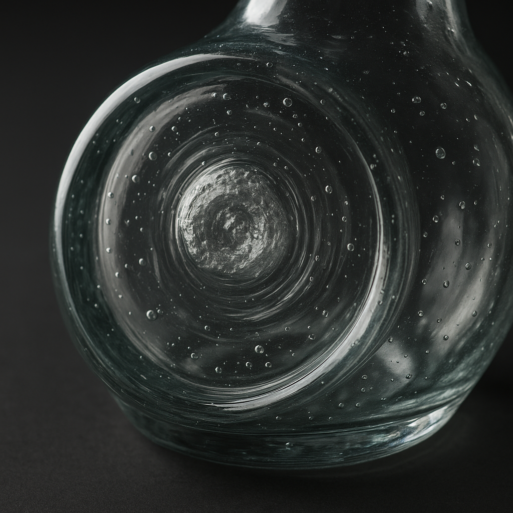 Macro reference image of a glass pontil scar on a bottle base