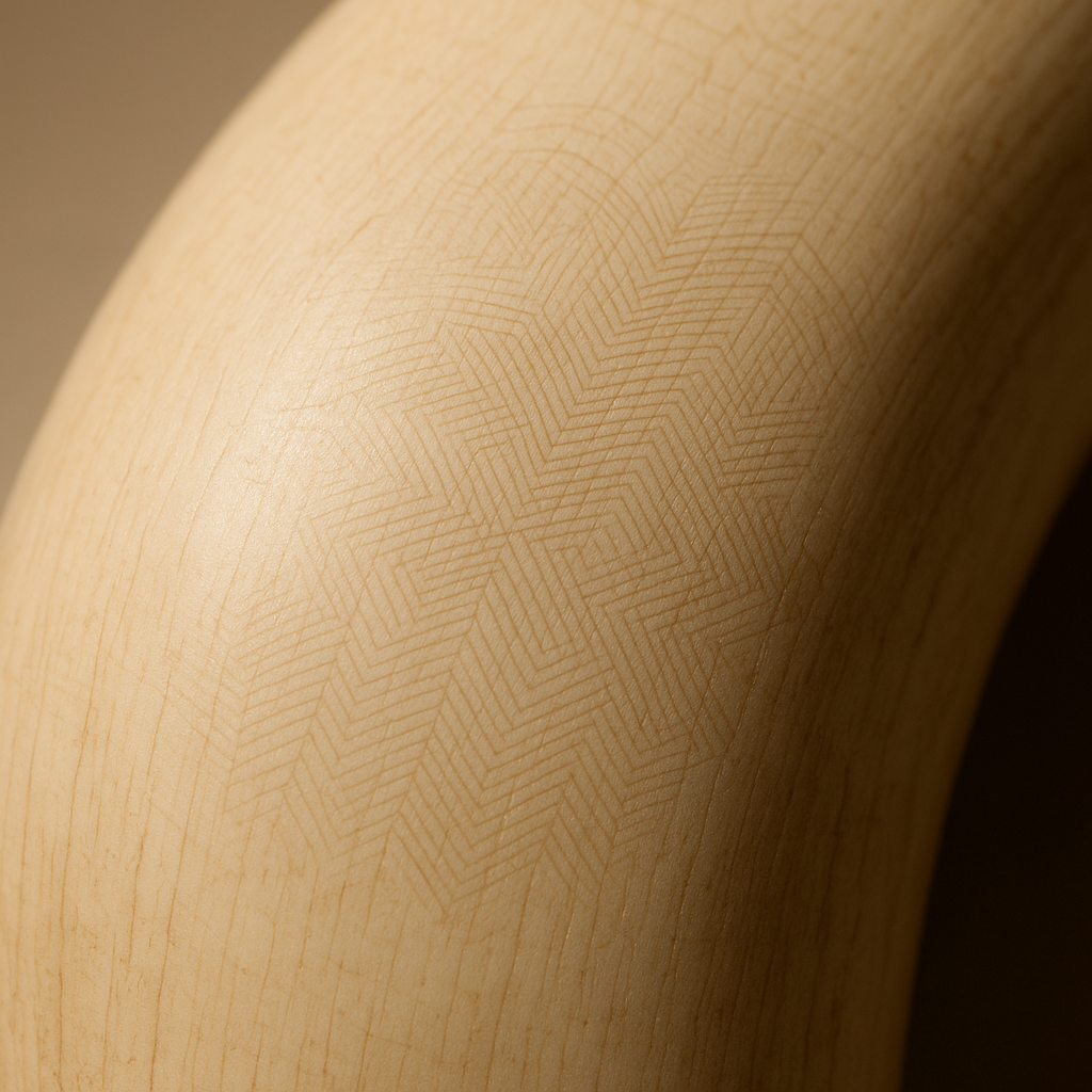 Macro reference image showing Schreger line pattern in ivory-like material