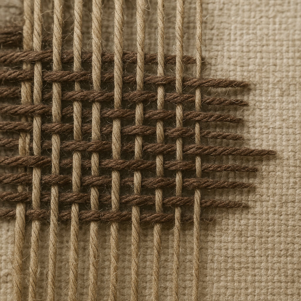 Macro reference image of a textile weave showing warp and weft