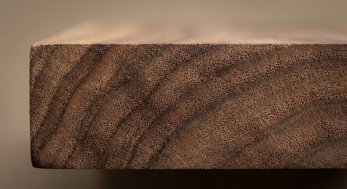 Macro reference image of walnut end grain with medium pores