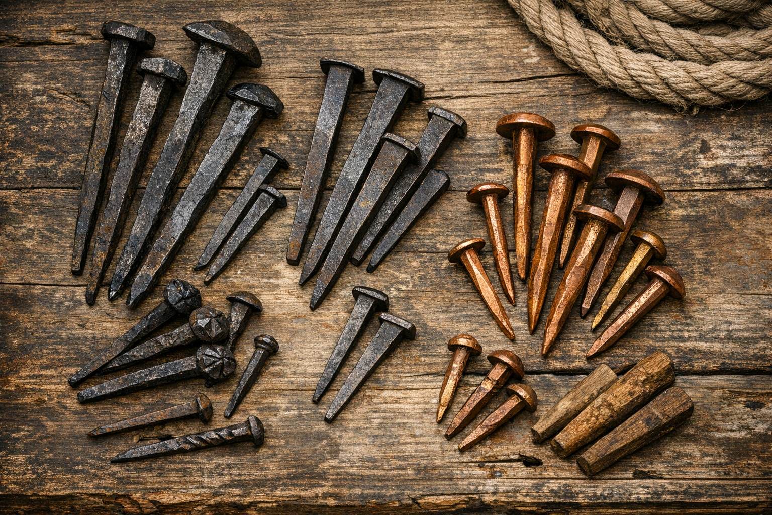 Specialized historic nail types showing regional and functional variations