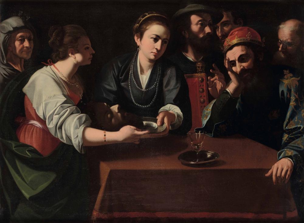 Carlo Sellitto (Napoli 1580-1614), Salomé ed Erode con la testa del Battista