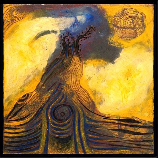 ROSENDO PÉREZ PINACHO, Árbol en tormenta, Firmado y fechado 99, Óleo sobre tela, 100 x 100 cm.