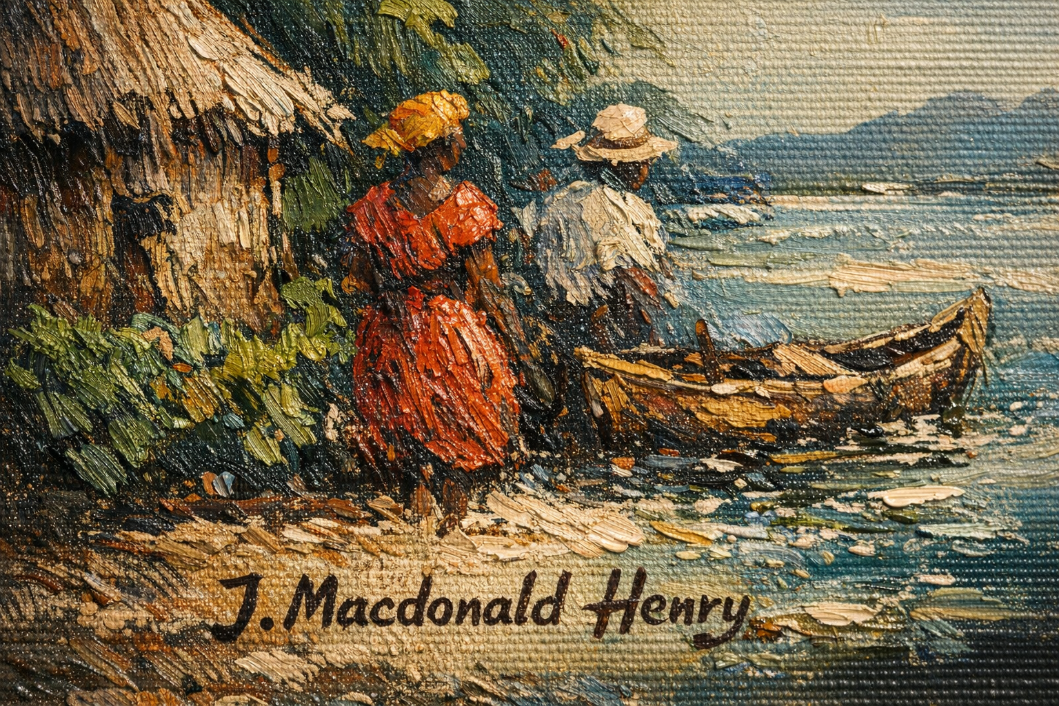 Close-up detail of J. Macdonald Henry artwork showing the texture and detail that helps distinguish originals from prints