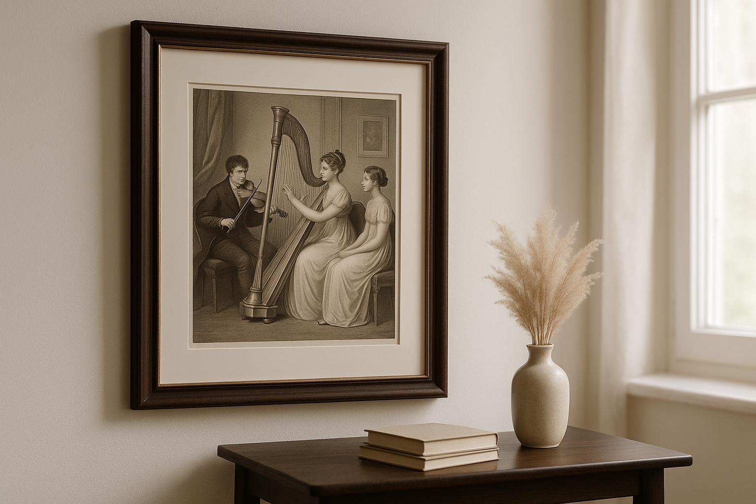 Jacob Richard Musical Interlude lithograph reference with signature, edition, paper, margins, framing, and condition