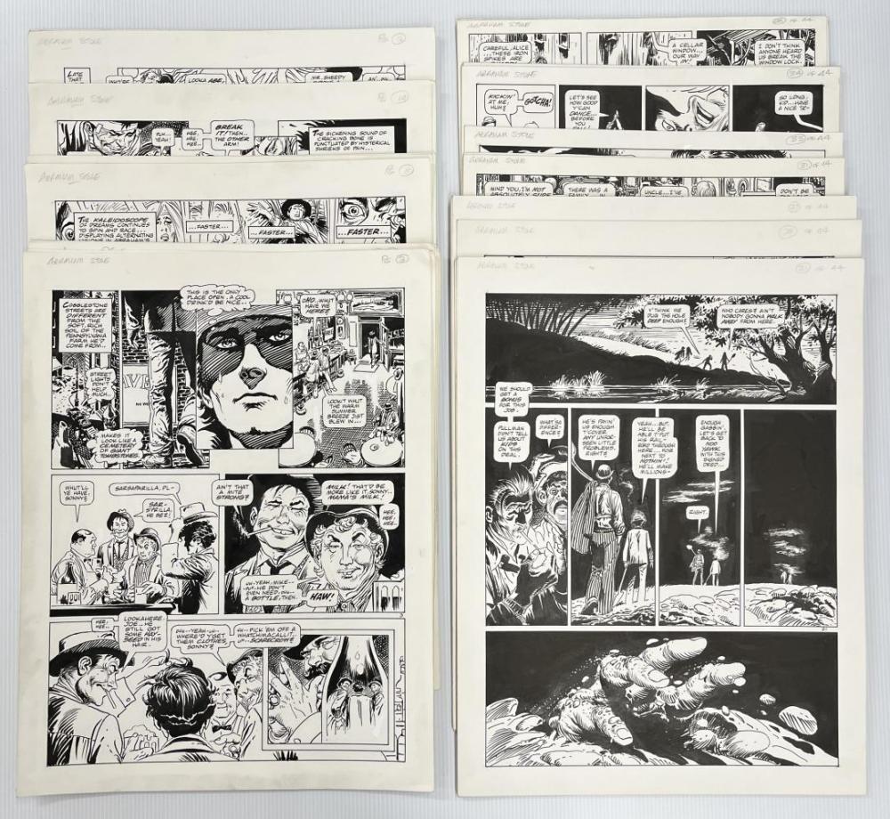 Auction comp photo: Joe Kubert Abraham Stone comic pages (Weiss Auctions lot 314)