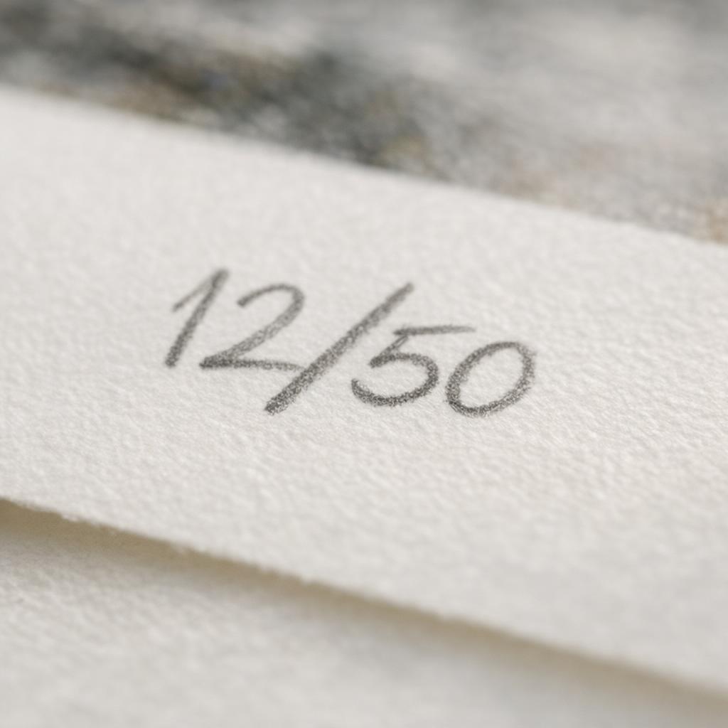 Handwritten edition number in the margin of a limited print