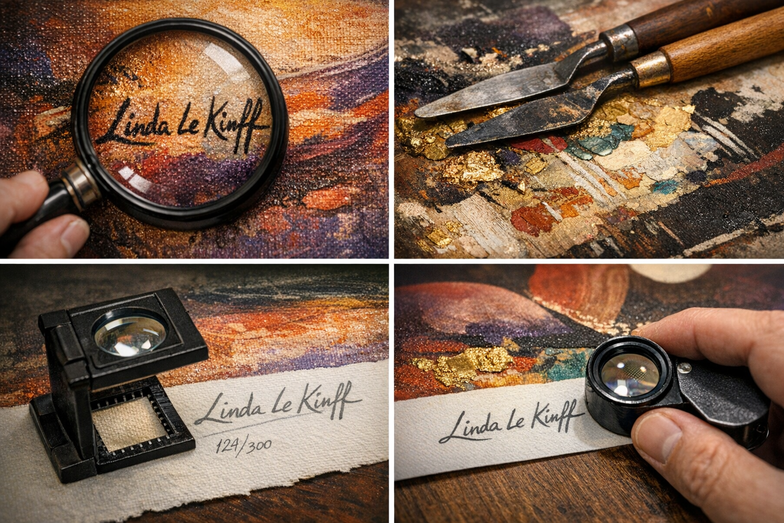 Close-up of a Linda Le Kinff signature and verification details