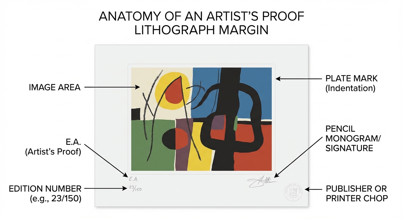 Man Ray E.A. lithograph margin notation appraisal context