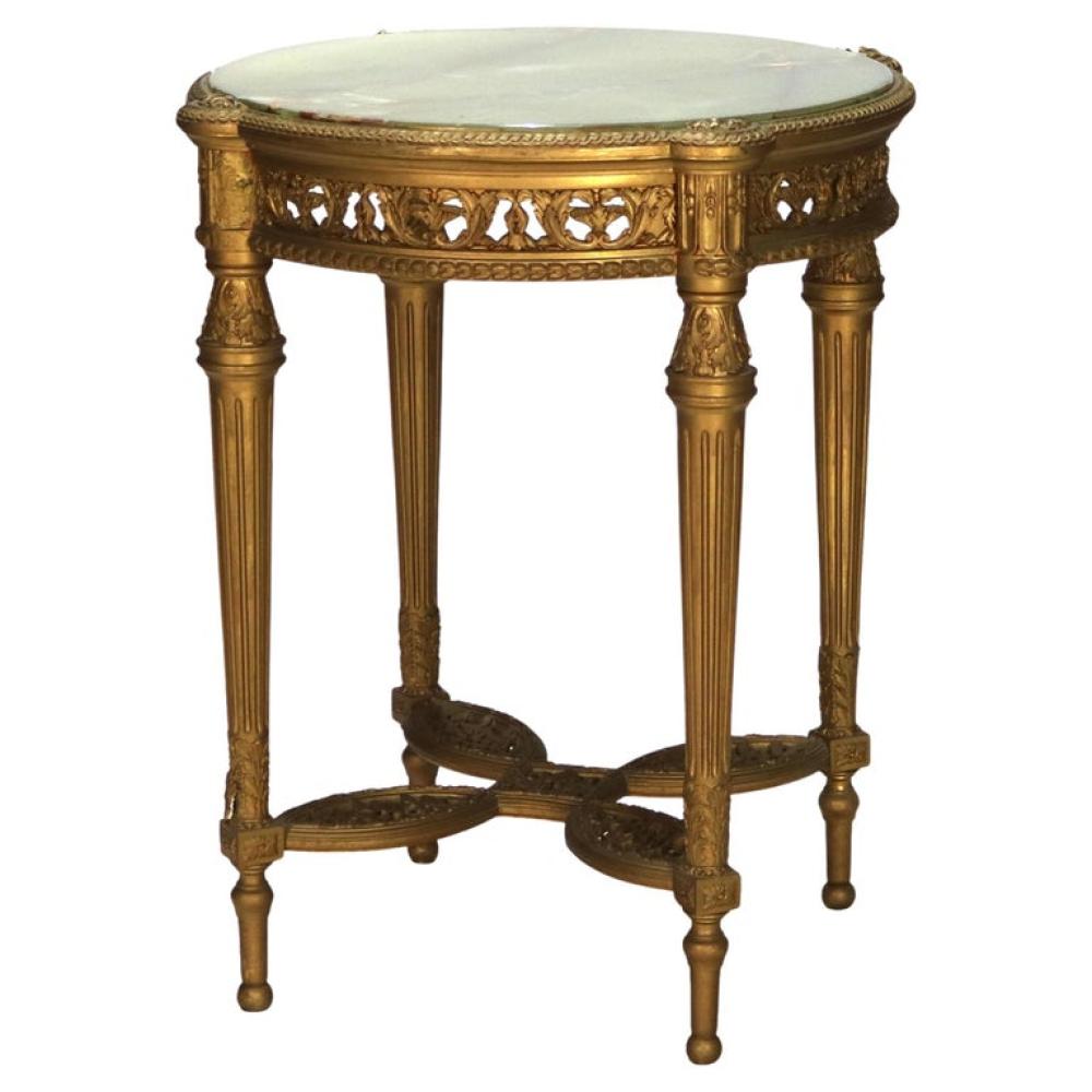 French Louis XVI reticulated giltwood onyx-top side table, c.1920 comparable sale