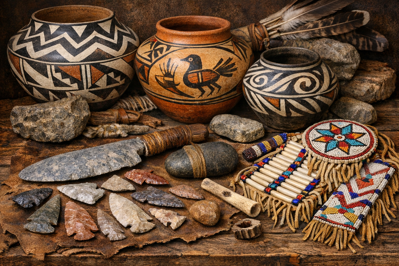 Native American artifacts appraisal reference with materials, form, age clues, attribution limits, condition, provenance, legal context, and market evidence