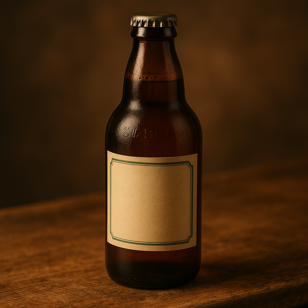 O'Keefe beer bottle reference with label, cap, fill level, base marks, glass color, and condition
