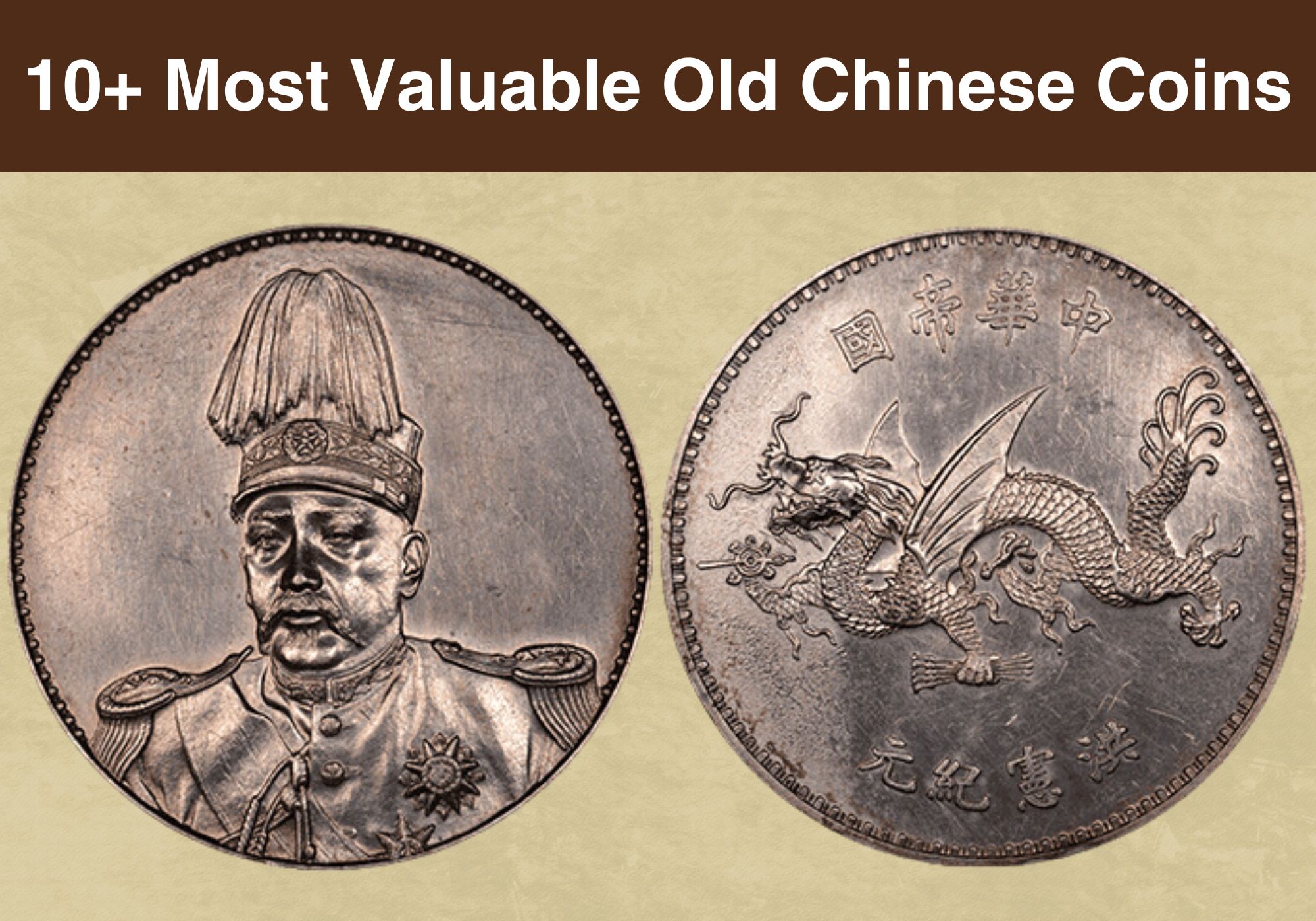 Reference image for documenting old Chinese coin value factors including dynasty, script, metal, diameter, weight, patina, condition, and authenticity concerns