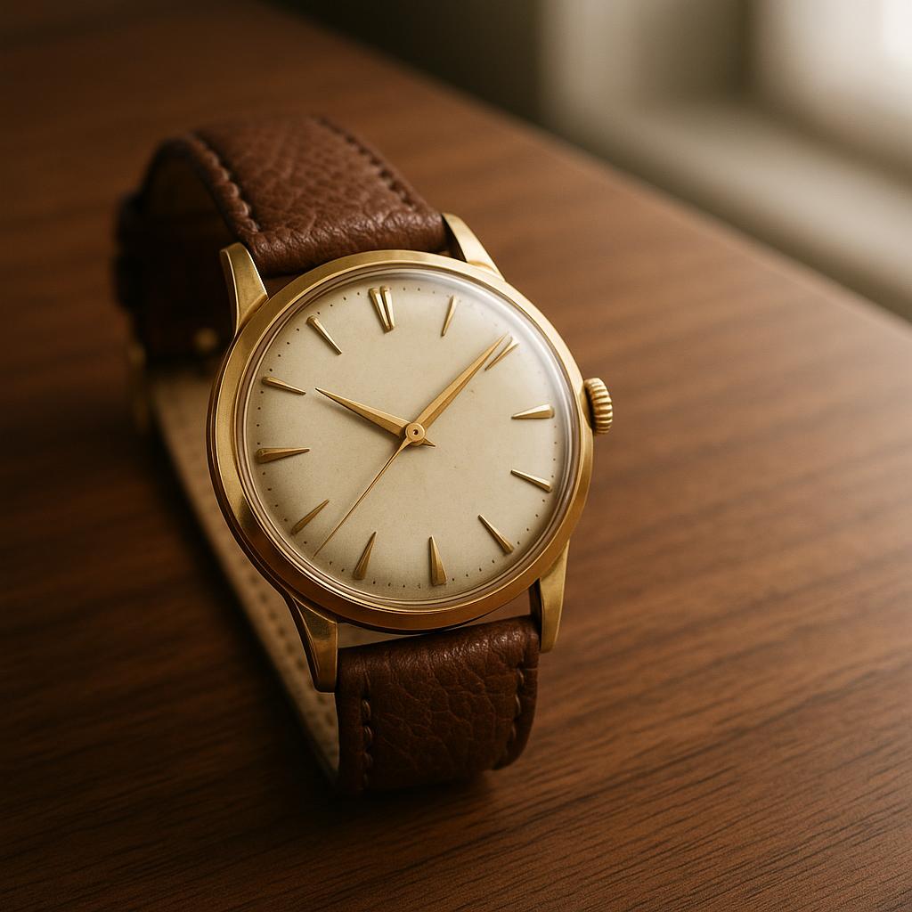 Generated reference image for documenting old Croton watch value factors including model, movement, case metal, dial, serial numbers, bracelet, service history, originality, and condition
