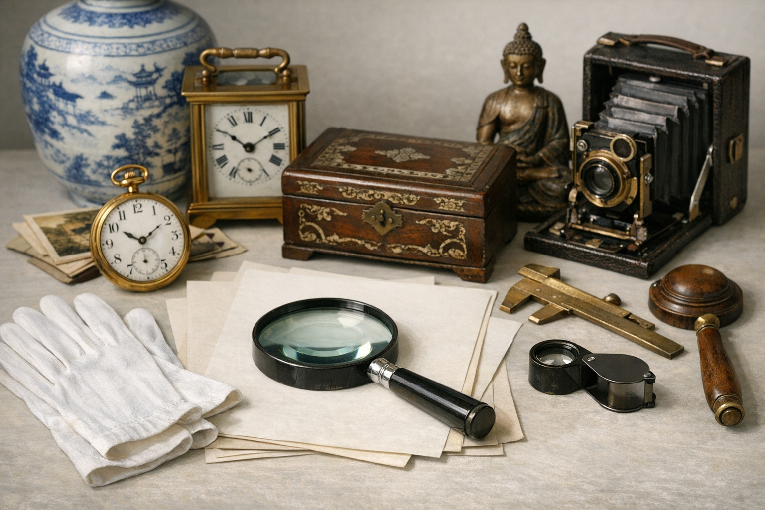 Generated reference image for documenting old tin toy value factors including maker marks, country, lithography, wind-up or battery mechanism, size, original box, rust, dents, repainting, and condition