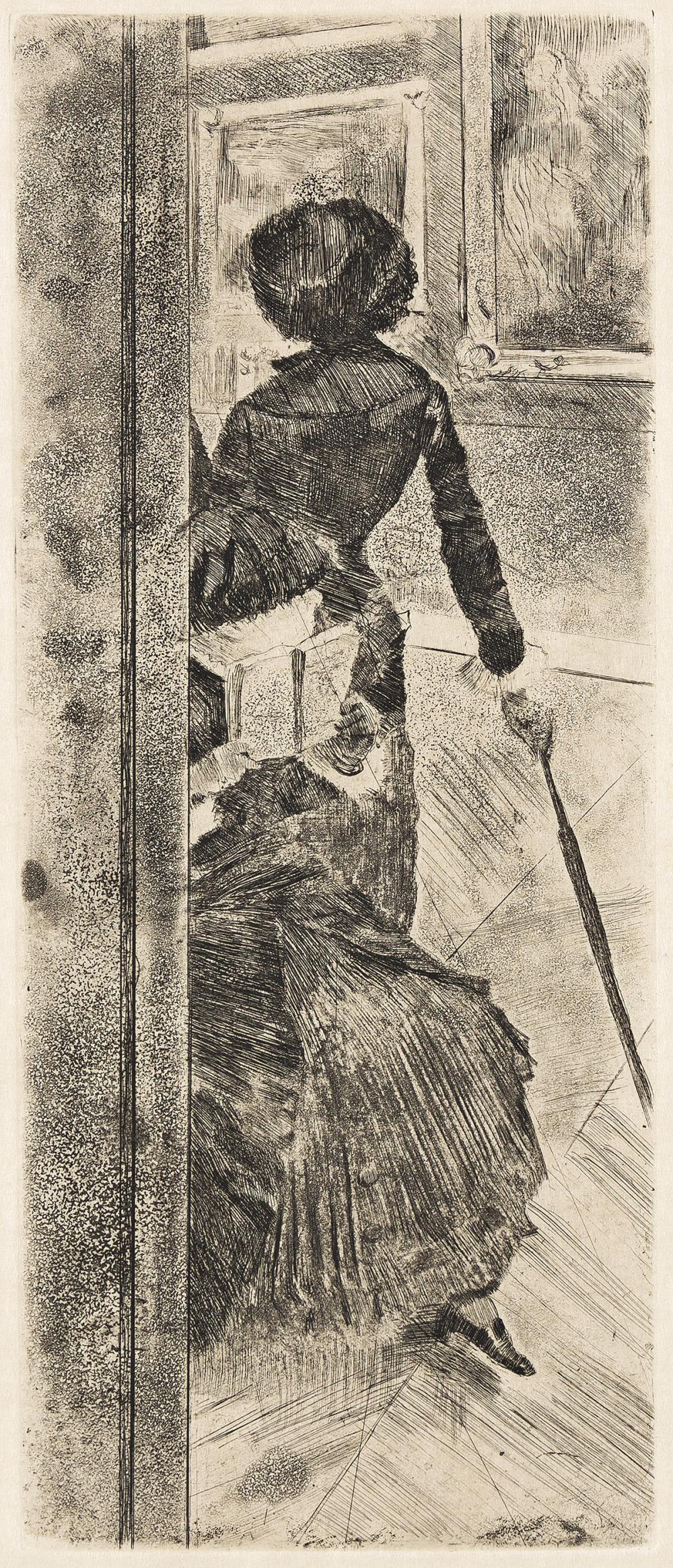 Reference image for documenting aquatint appraisal factors including signature, plate marks, paper, edition, image size, margins, frame, labels, condition, and provenance