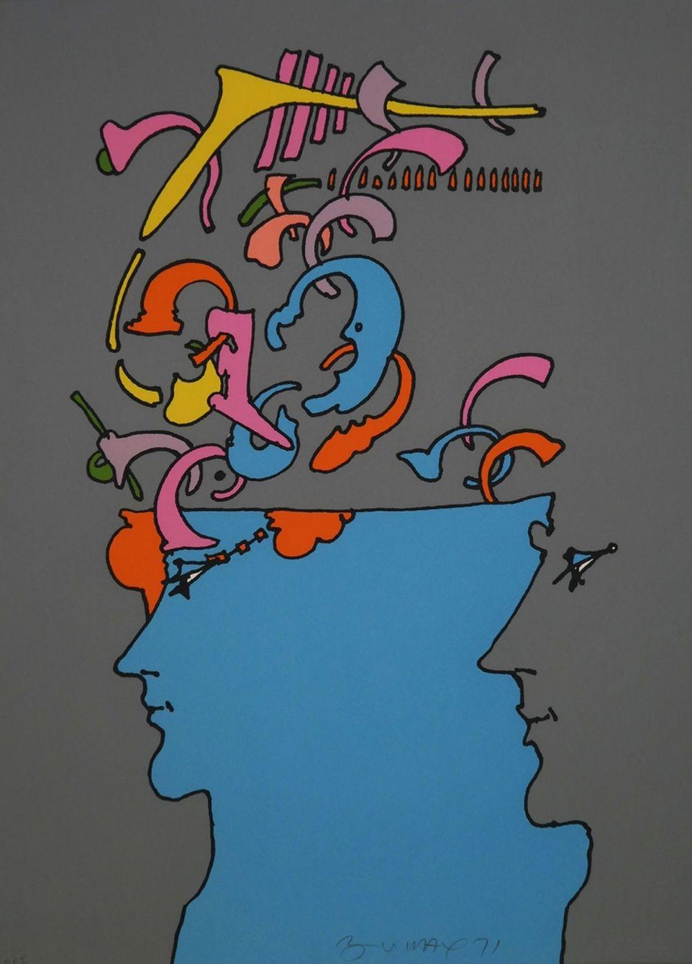 Peter Max signed lithograph print auction comparable