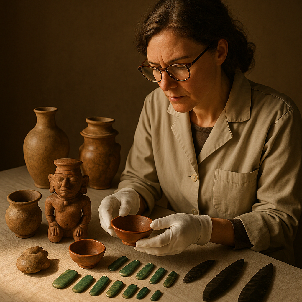 Reference image for documenting Pre-Columbian artifacts appraisal factors including material, form, regional clues, condition, repairs, collection history, legal context, and provenance records