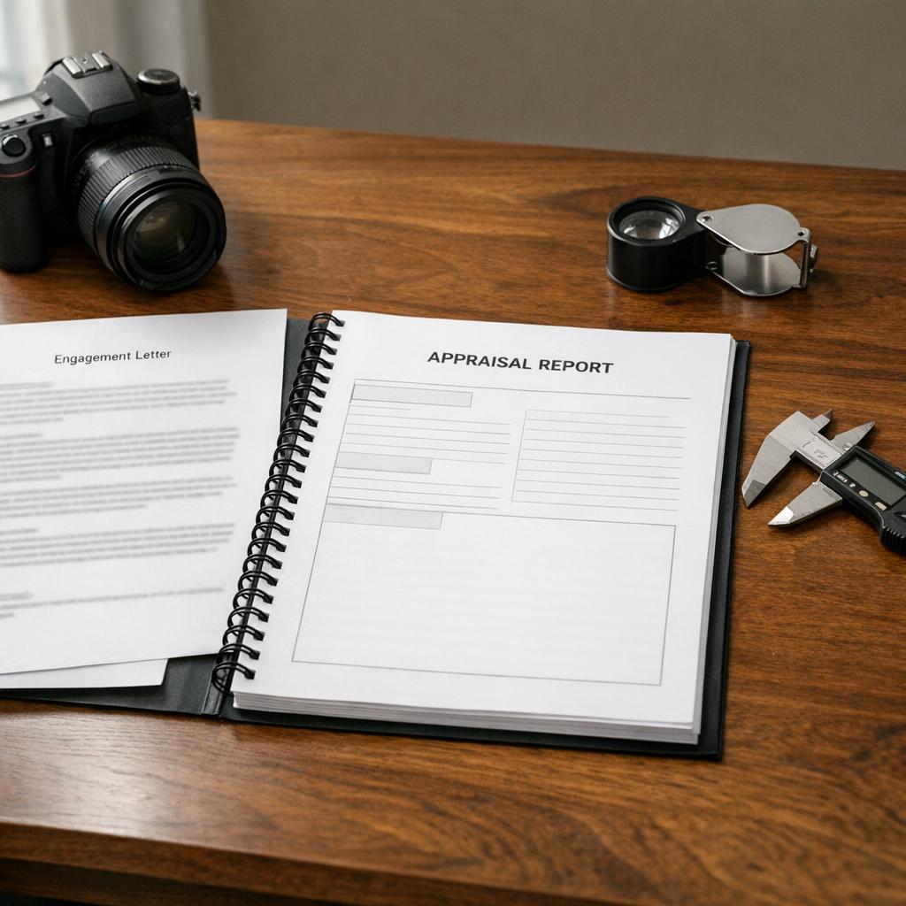 Reference image for the qualified appraisal process including appraisal purpose, appraiser qualifications, inspection evidence, valuation basis, report requirements, and IRS context