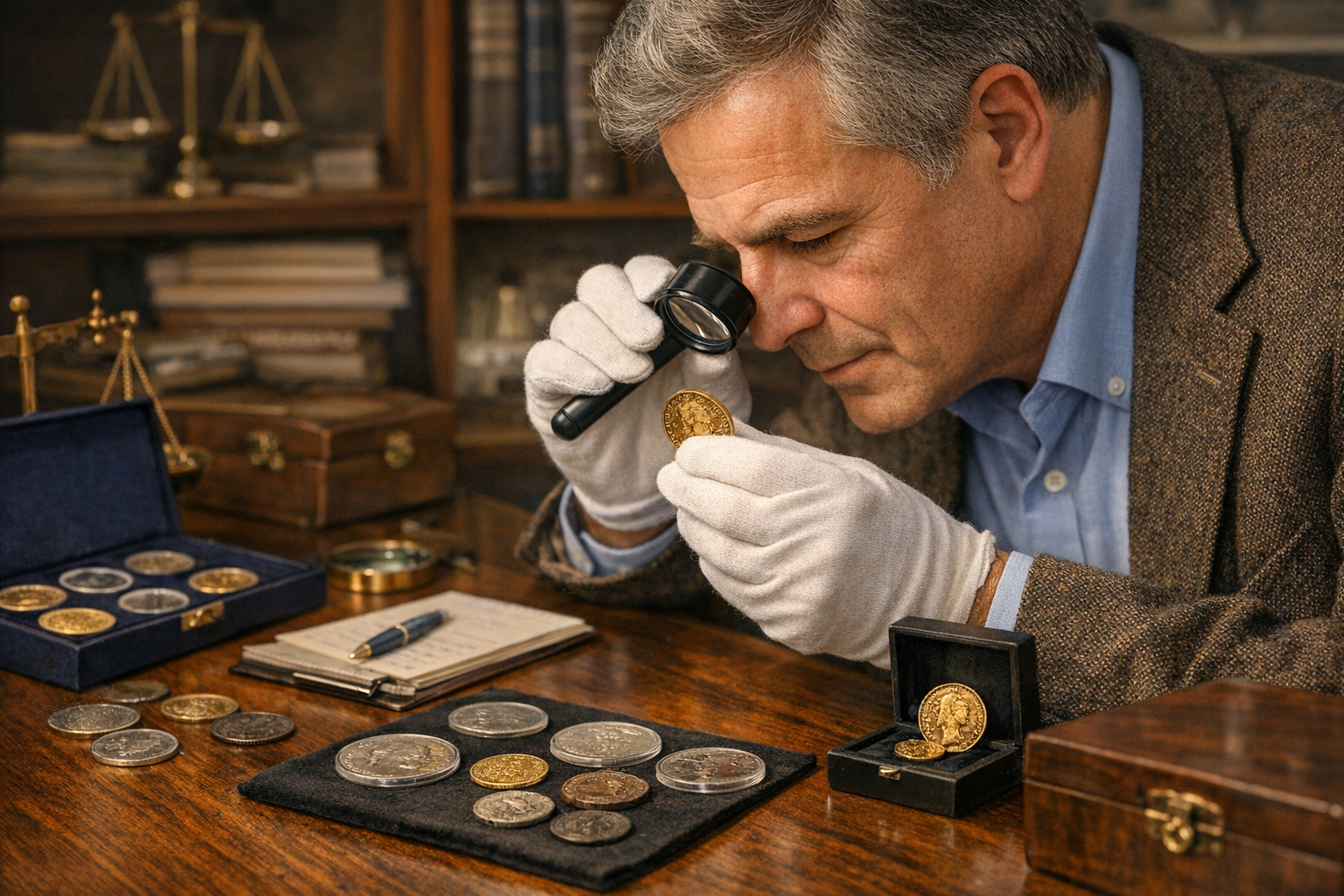Reference image for documenting rare coin appraisal factors including obverse, reverse, edge, date, mint mark, weight, diameter, grade, certification, condition, and provenance