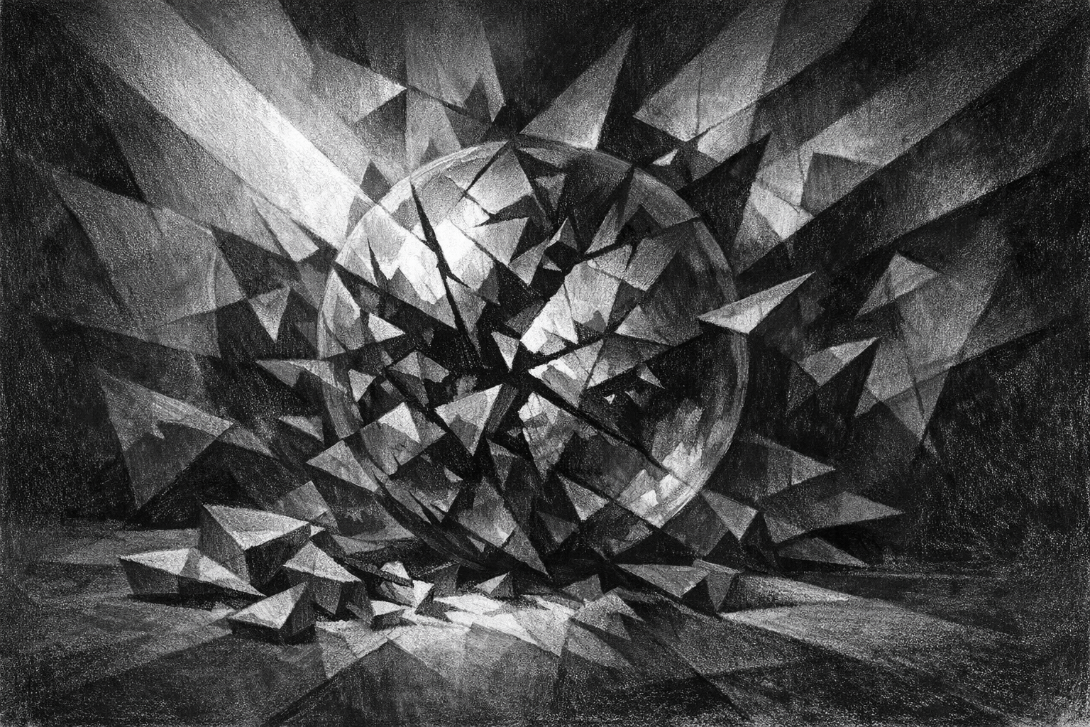 Reference image for documenting shattered value art appraisal factors including composition, contrast, medium, surface, artist, condition, dimensions, provenance, and appraisal purpose