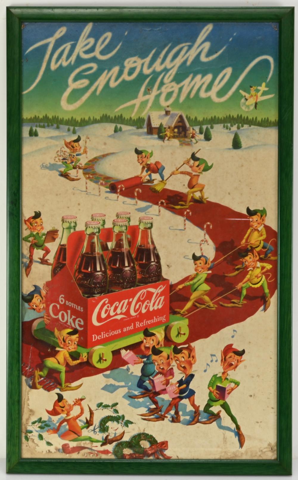 Auction comp thumbnail for Vintage Coca Cola Christmas Elves Toy Bottle Wagon Sign (Mebane Antique Auction, Lot 132)