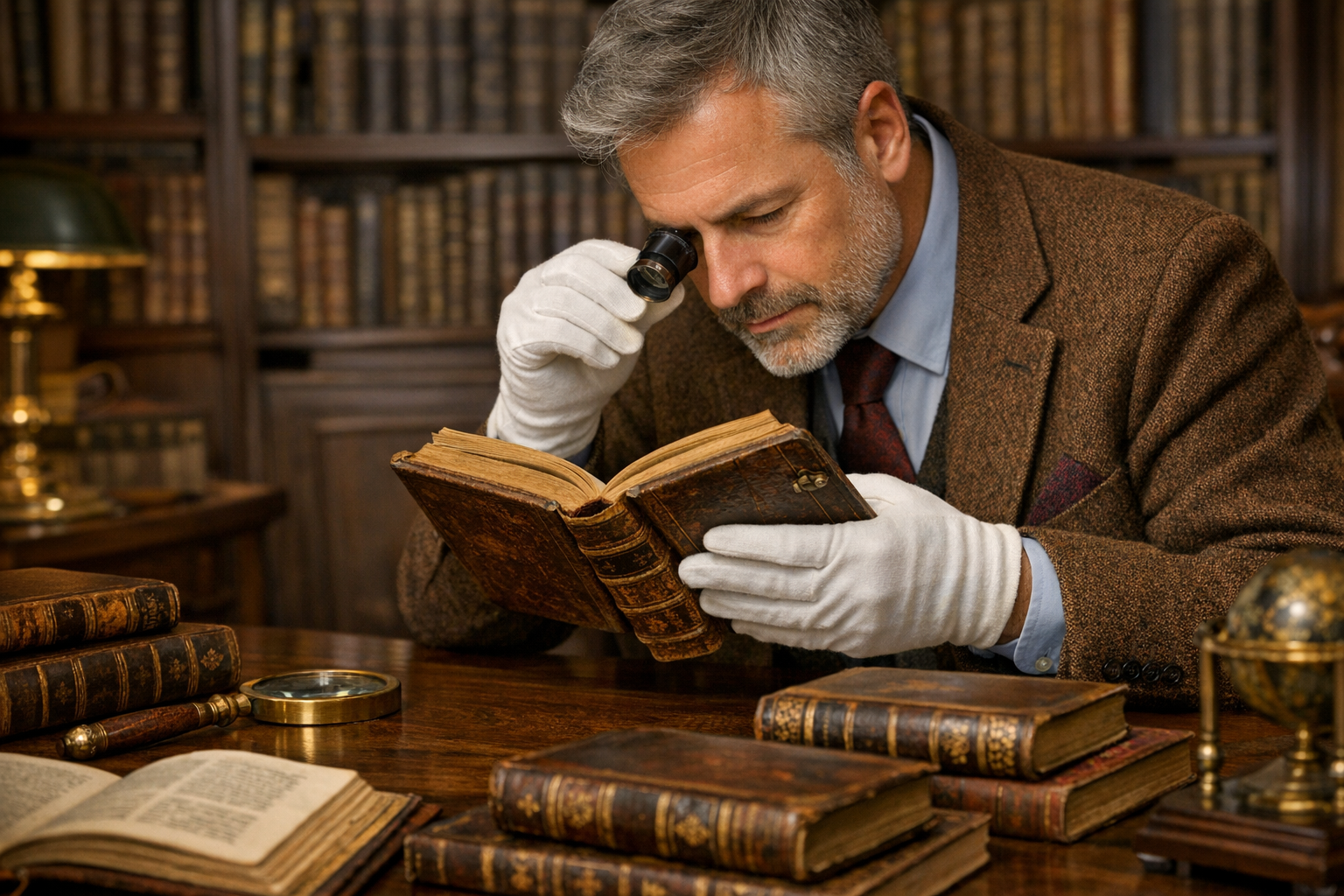 Reference image for documenting antique book appraisal factors including title page, edition statement, publisher, date, binding, dust jacket, signatures, plates, condition, provenance, and purpose