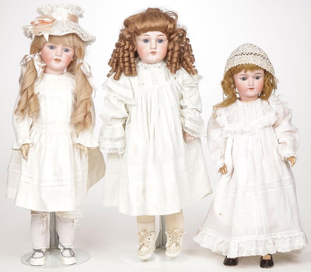 Auction comp thumbnail for THREE LARGE GERMAN BISQUE DOLLS (Jackson's International, Lot 514)