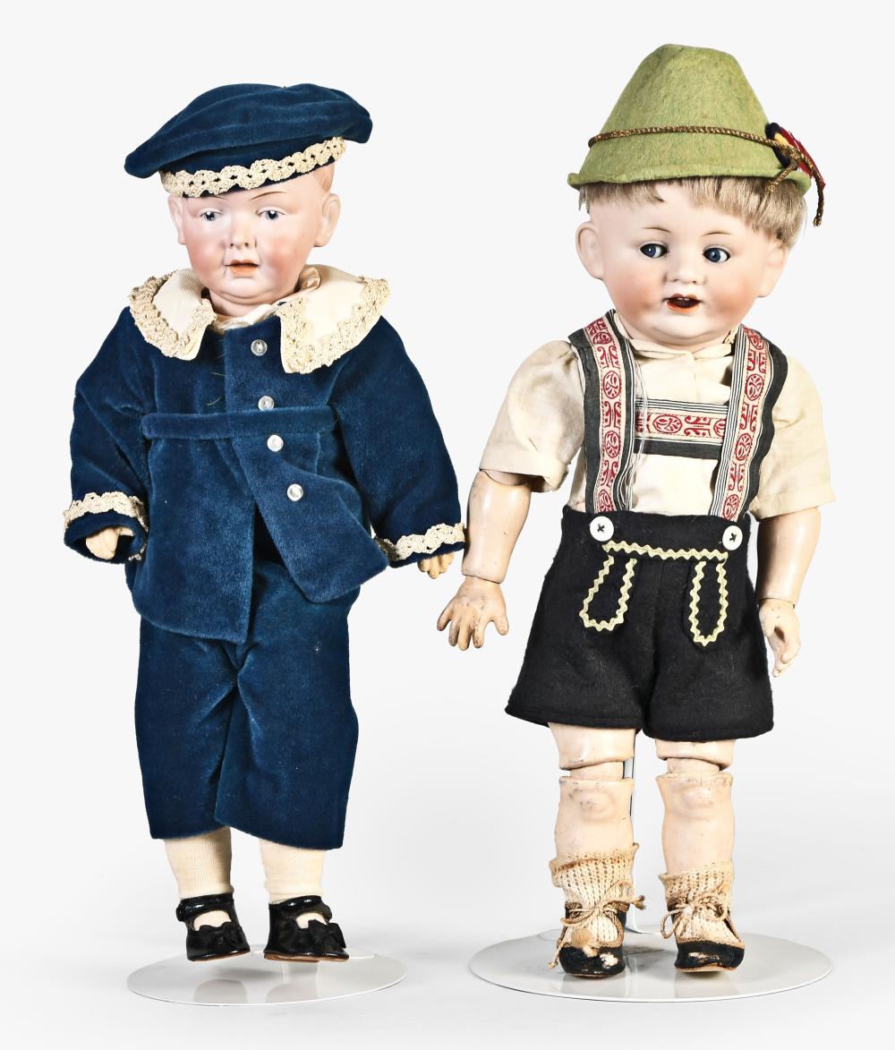 Auction comp thumbnail for A lot of two German bisque toddler dolls by Einco and Schmidt (Schmitt Horan & Co., Lot 77)