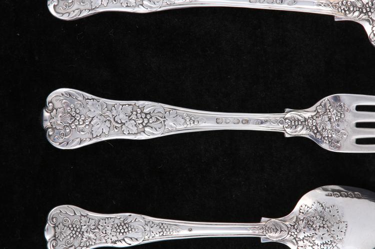 Auction photo: rare George IV sterling silver flatware service (Chiswick Auctions lot 86)