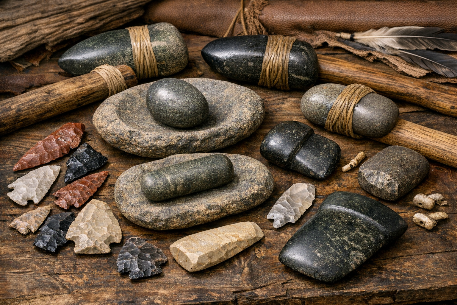 Reference image for Native American stone artifact identification including material, form, flake scars, grinding wear, edge marks, photos, dimensions, and find context