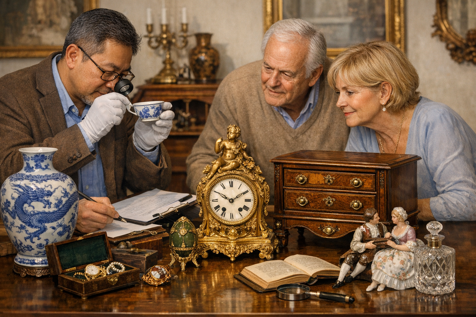 Value my antique reference with maker marks, materials, age clues, condition, dimensions, history, photos, and appraisal purpose