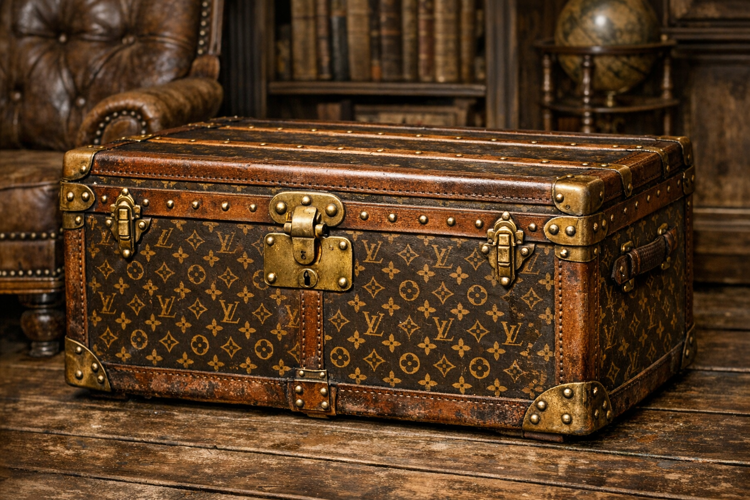 Antique steamer trunk value reference with maker labels, hardware, canvas or leather, interior trays, locks, dimensions, photos, repairs, and condition