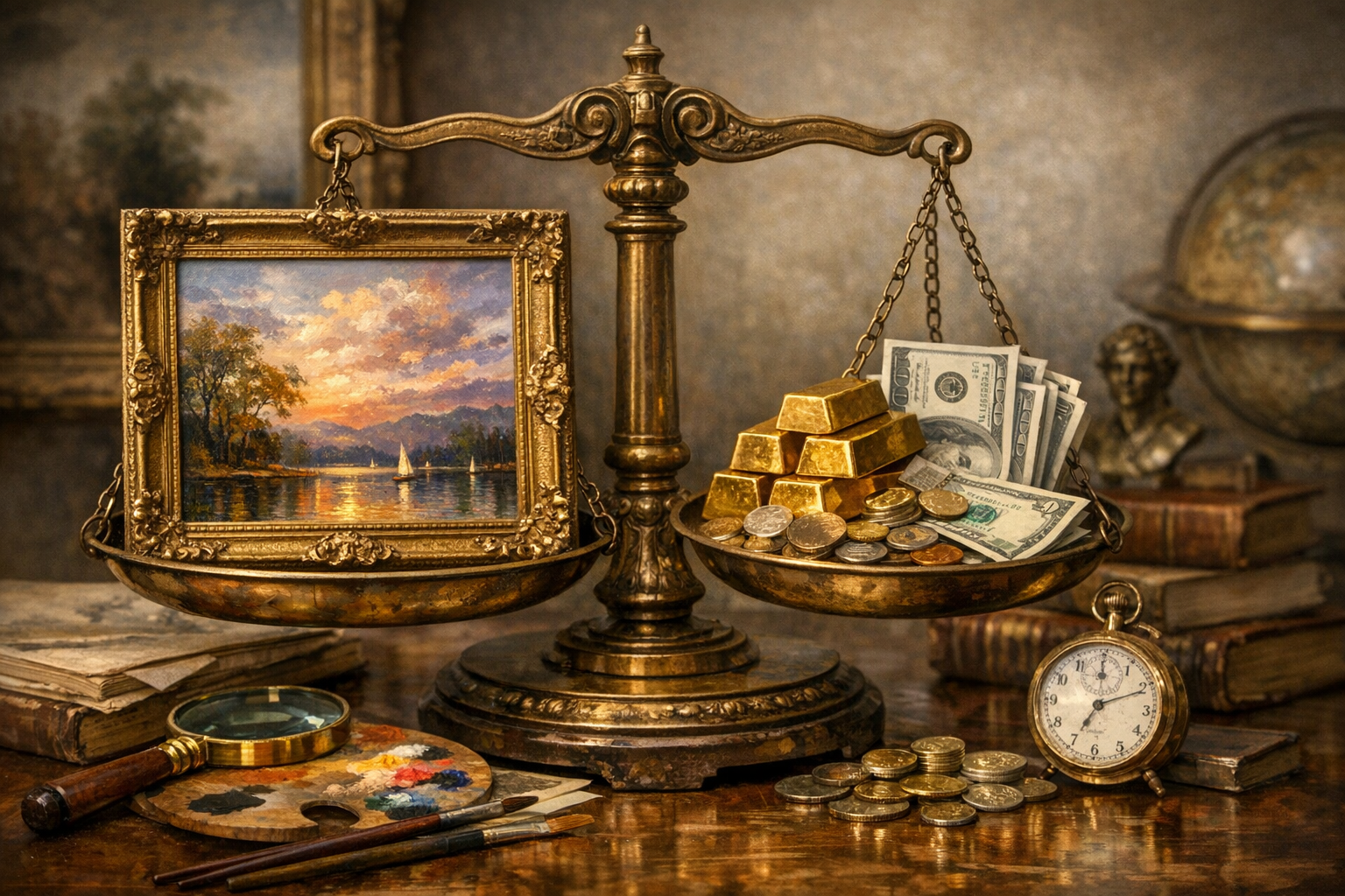 Art value reference with artist, medium, subject, dimensions, signature, condition, provenance notes, photos, edition details, and market evidence