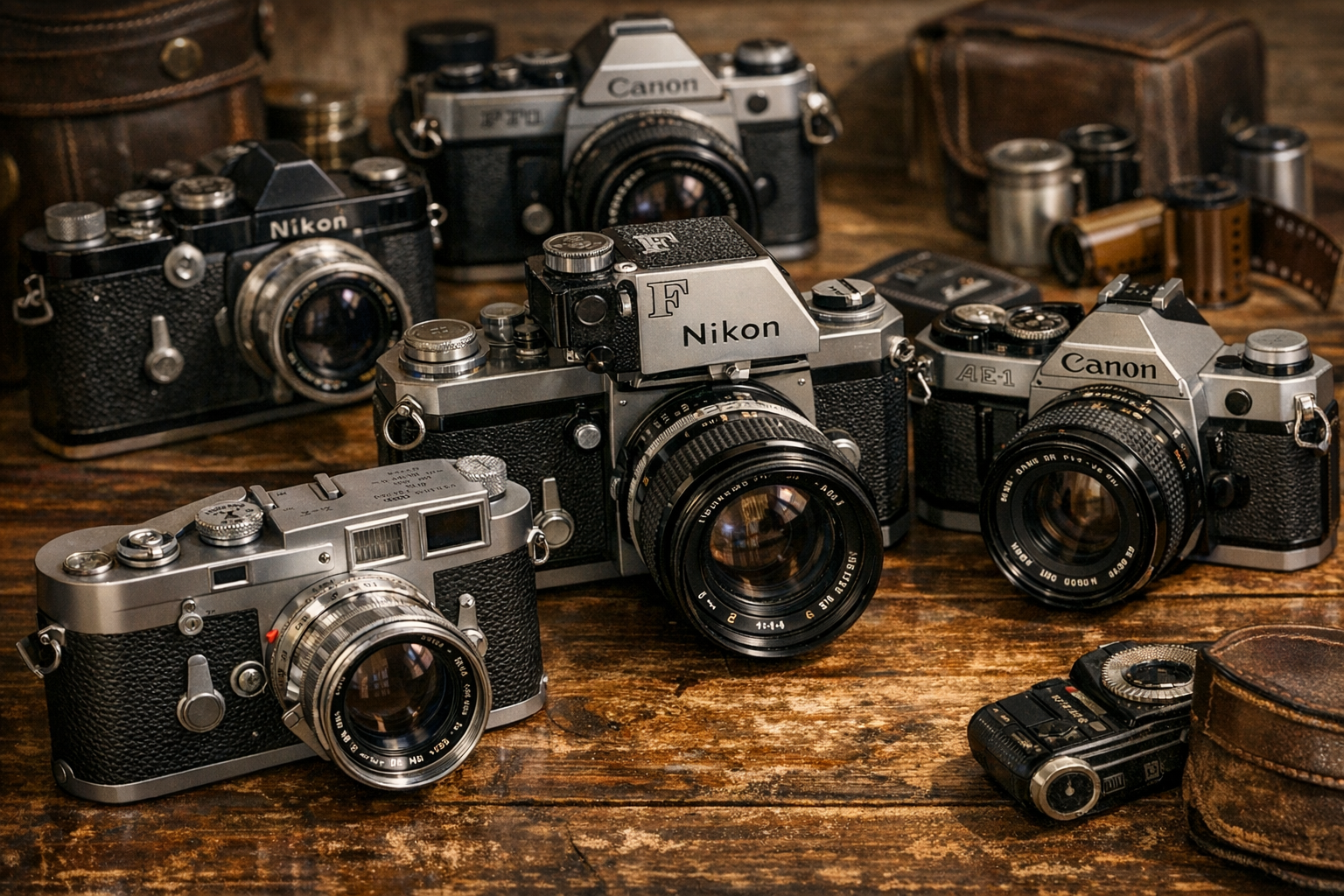Vintage 35mm camera value reference with maker, model, lens, shutter, meter, serial marks, accessories, working state, photos, and condition