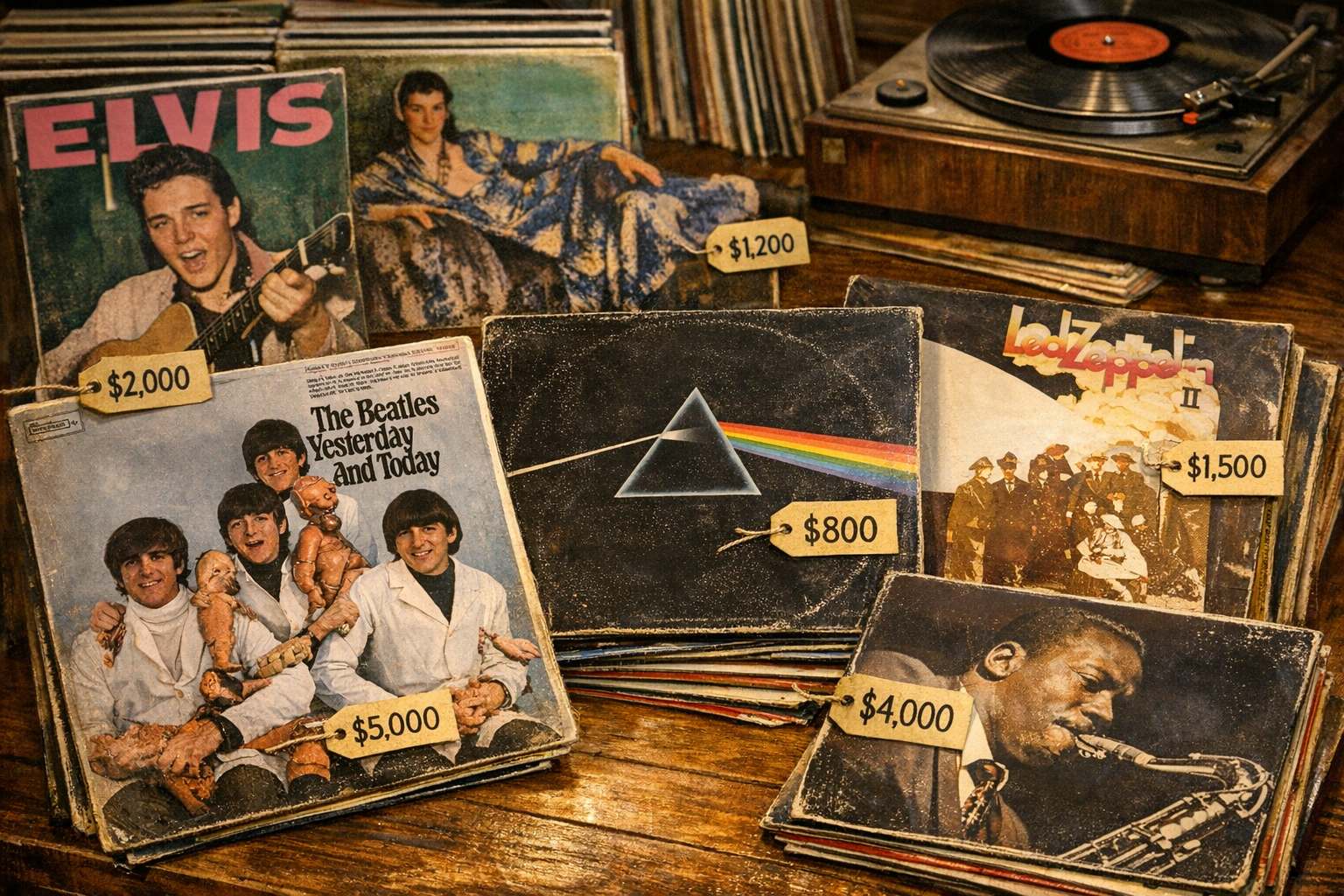 Old LPs value reference with pressing, label, matrix, jacket, artist, title, inserts, warping, scratches, photos, and condition