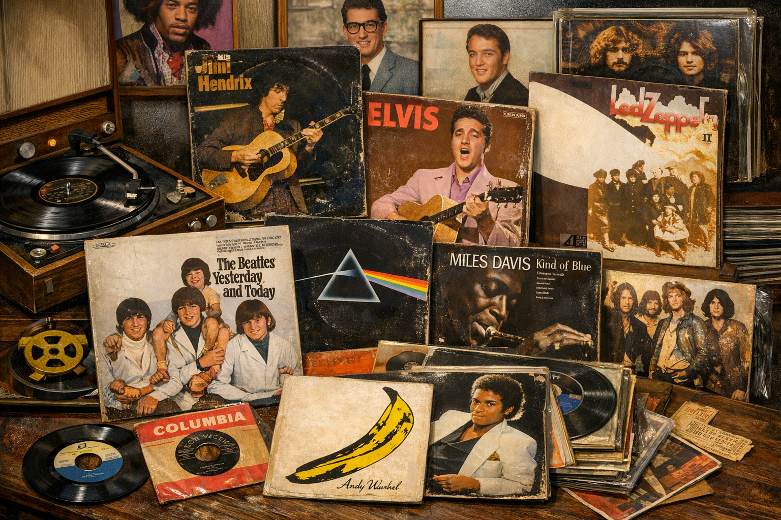 Old vinyl albums value reference with artist, pressing, label, matrix, sleeve, vinyl grade, photos, and condition