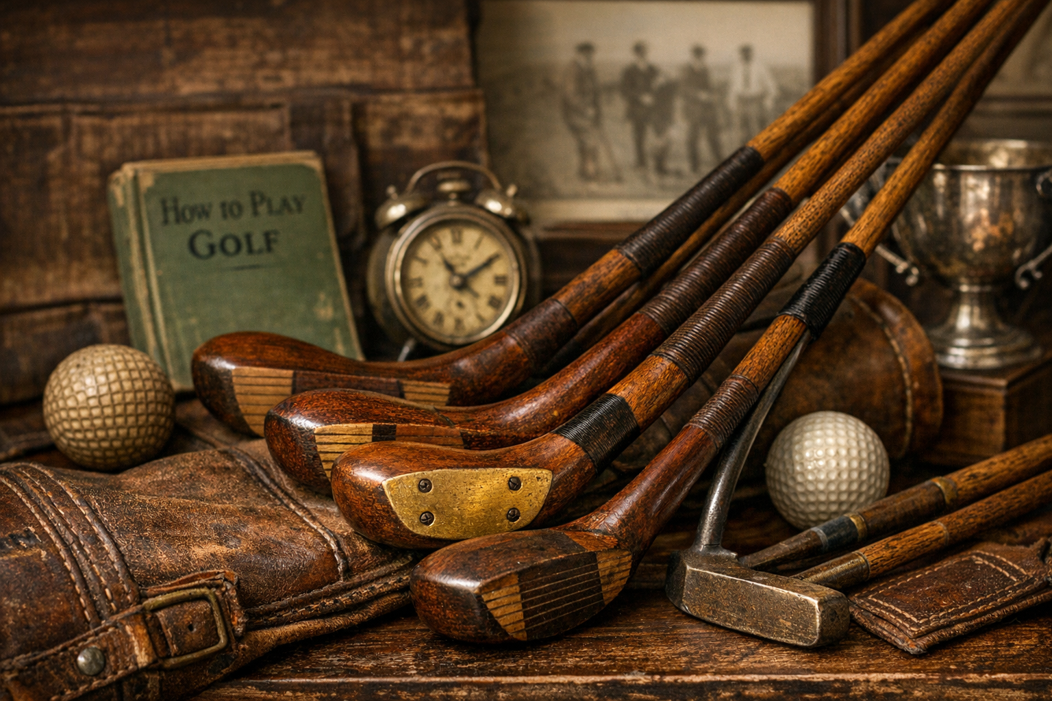 Old wooden golf club value reference with maker marks, hickory shaft, head, grip, set completeness, photos, and condition