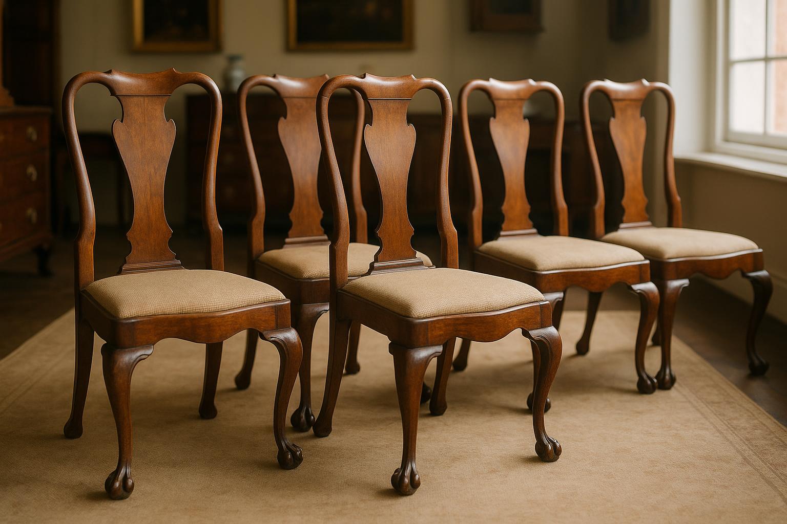 Victorian Queen Anne style chairs value reference with wood, joinery, set completeness, finish, photos, and condition