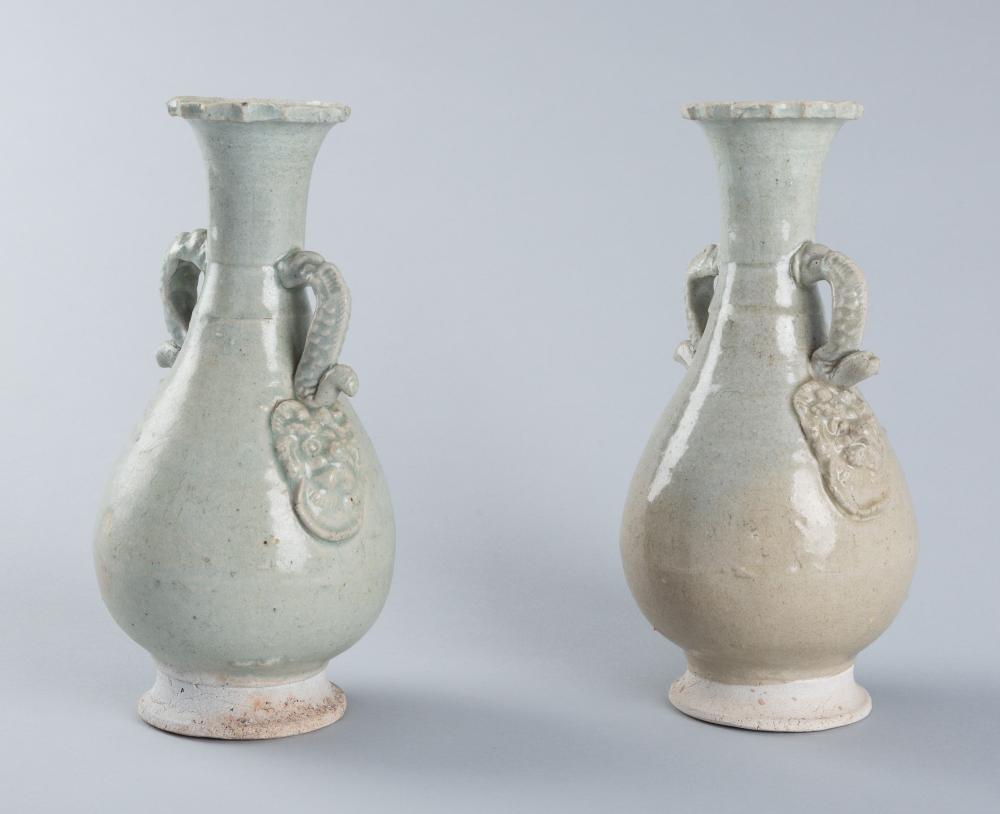 Pair of Qingbai glazed ceramic vases Song to Yuan auction comparable
